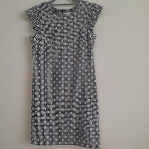 ELLE  Ruffle Cap Sleeve Gingham Dot Shift Dress Size M